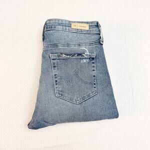 AG Farrah Ankle High-Rise Skinny Light Wash Ripped Knees Denim Jeans Size 28
